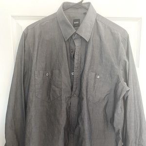 Hugo Boss Casual Dress grey button down shirt LG